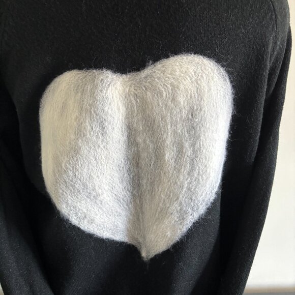 Charlie B Black Mock Neck Sweater with White Large Heart on Back - Zip Side Neck - Picture 5 of 8